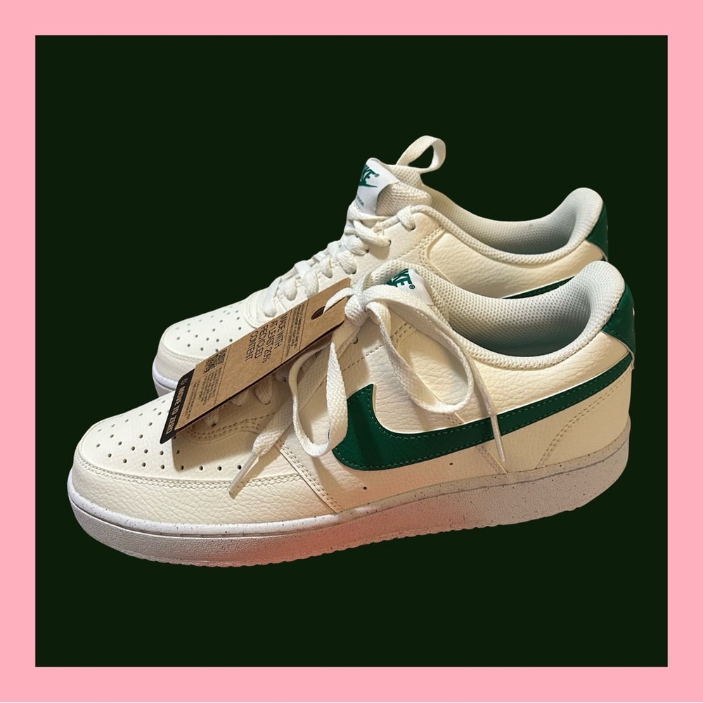 NWTIB! WOMEN’S NIKE COURT VISION LOW NEXT NATURE.  WHITE/SAIL/MALACHITE. SZ 10.5 - Picture 4 of 16